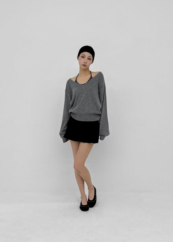Chape banding pleated skirt-pants