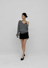Chape banding pleated skirt-pants