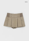 Chape banding pleated skirt-pants