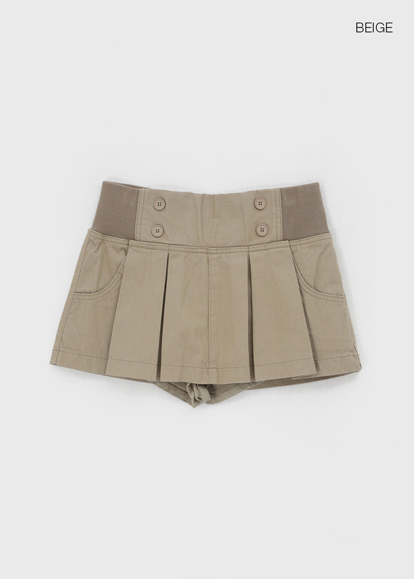 Chape banding pleated skirt-pants