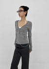 Special Deep V-Neck Henley Neck Long Sleeve Tee