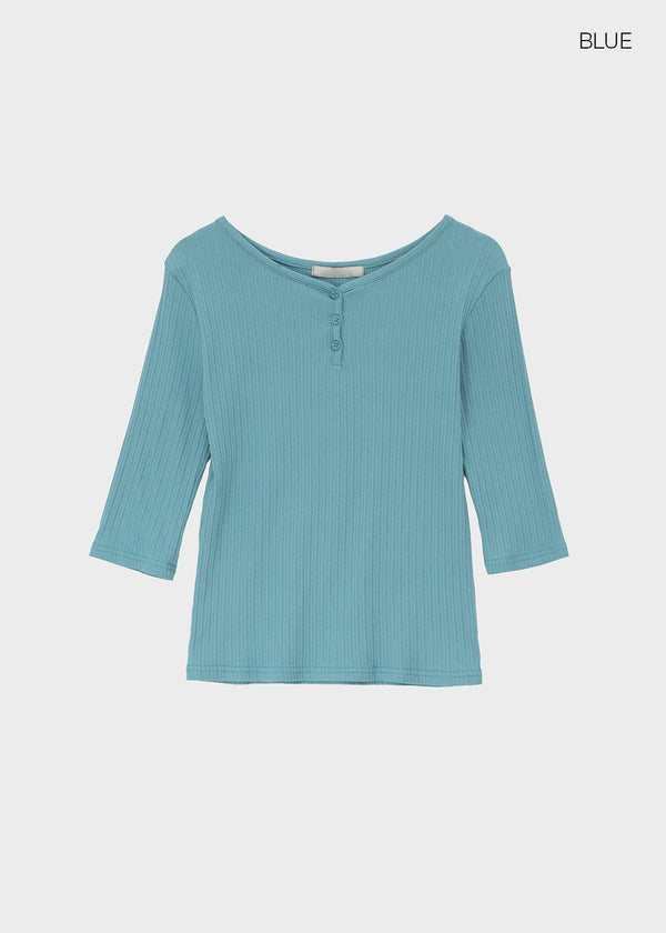 Brine Ribbed Henley Neck Sleeveless Tee