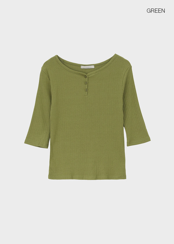 Brine Ribbed Henley Neck Sleeveless Tee