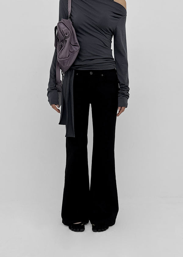 Gauzy Low-Waist Bootcut Cotton Pants