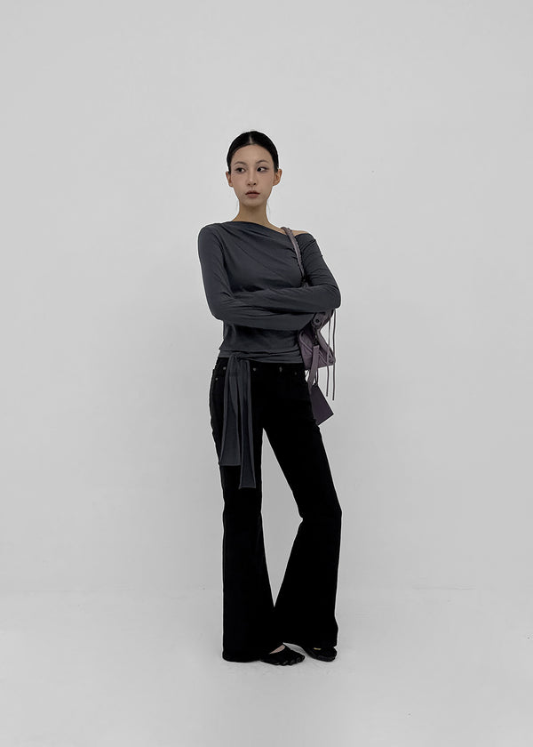 Gauzy Low-Waist Bootcut Cotton Pants