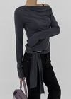 [MADE] Yuyu Strap Asymmetrical Long Sleeve Tee