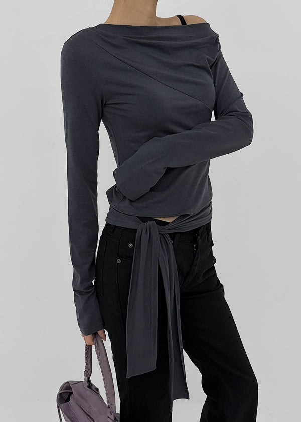 [MADE] Yuyu Strap Asymmetrical Long Sleeve Tee