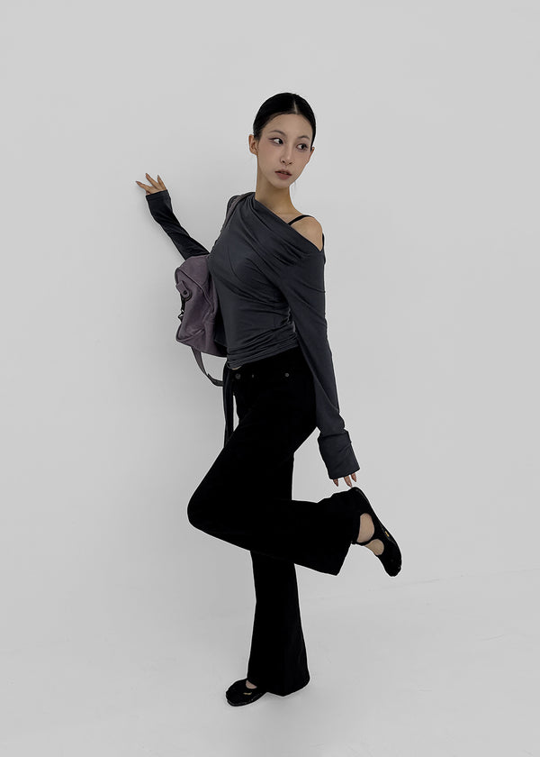 Gauzy Low-Waist Bootcut Cotton Pants