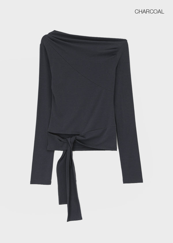 [MADE] Yuyu Strap Asymmetrical Long Sleeve Tee