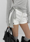 Cinch rolled-up cotton shorts