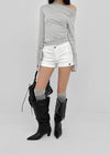 Cinch rolled-up cotton shorts