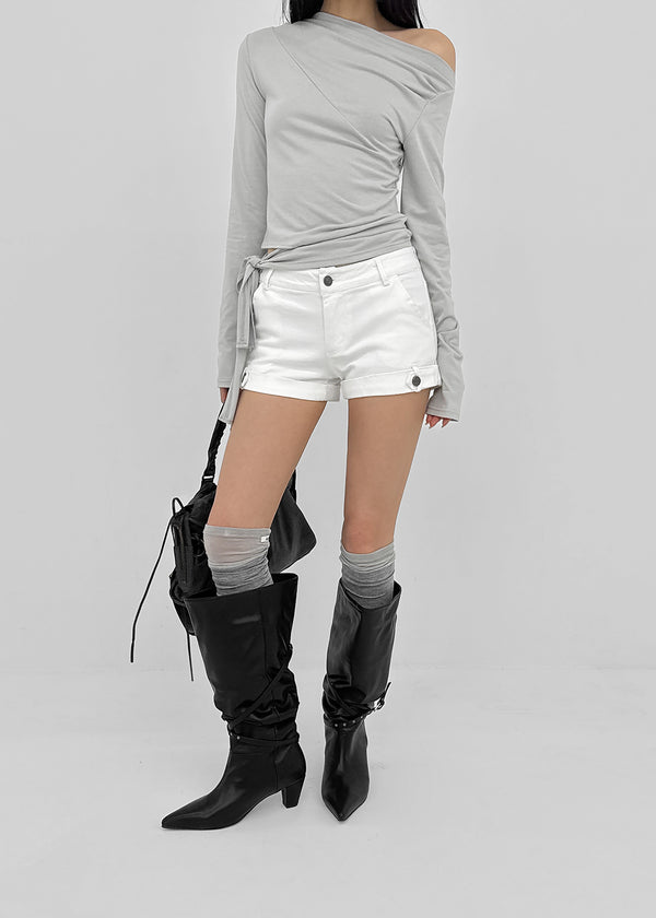 Cinch rolled-up cotton shorts