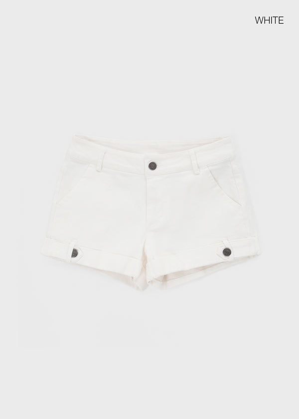 Cinch rolled-up cotton shorts