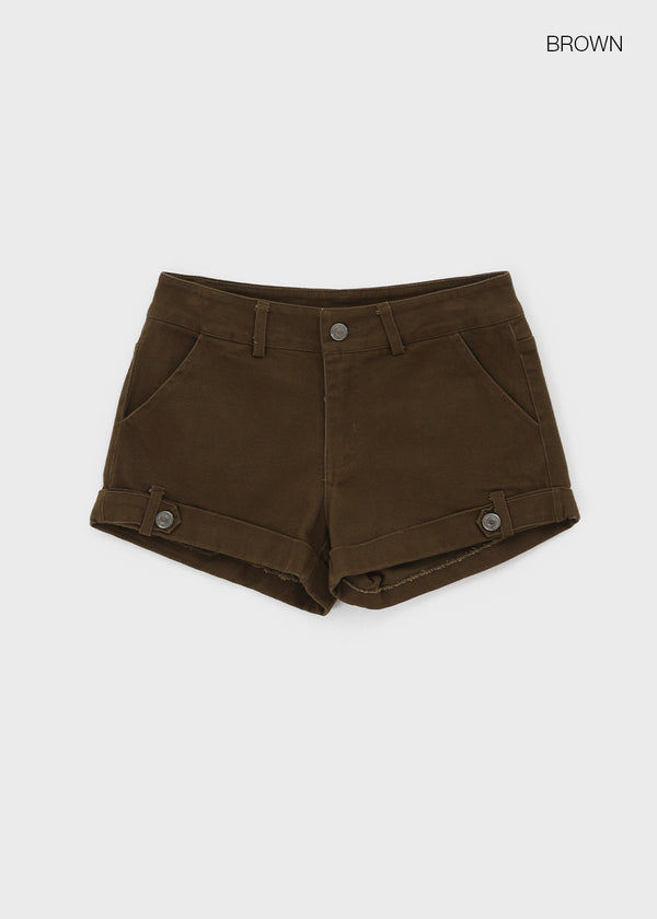 Cinch rolled-up cotton shorts