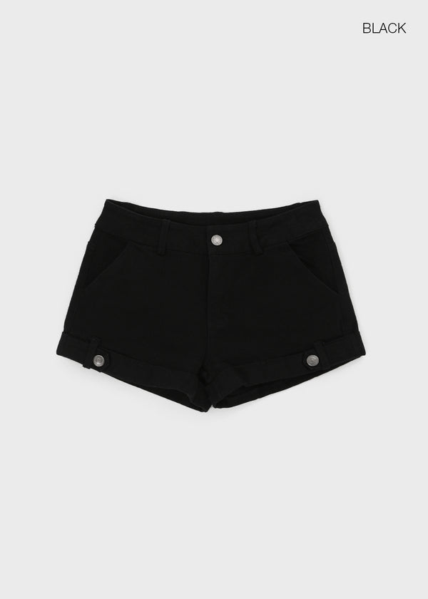Cinch rolled-up cotton shorts