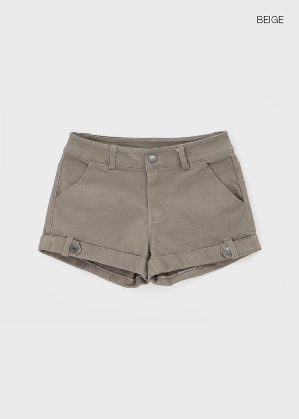 Cinch rolled-up cotton shorts