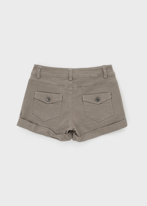 Cinch rolled-up cotton shorts