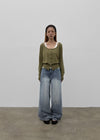 Tair back pocket wide denim pants