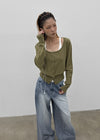 Tair back pocket wide denim pants