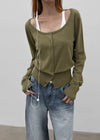 Tair back pocket wide denim pants