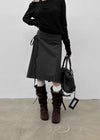 Eve Striped Flare Midi Skirt (Belt Set)