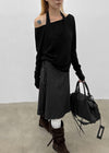 Eve Striped Flare Midi Skirt (Belt Set)