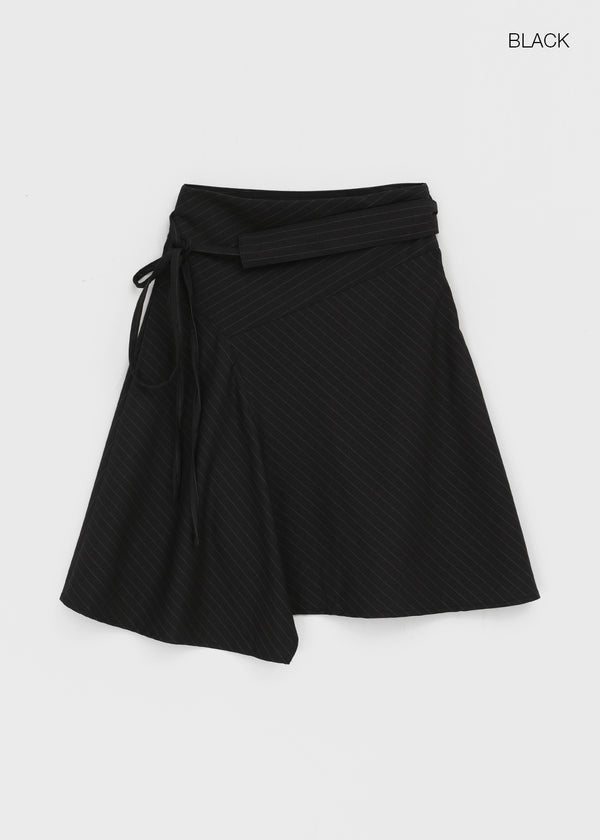 Eve Striped Flare Midi Skirt (Belt Set)