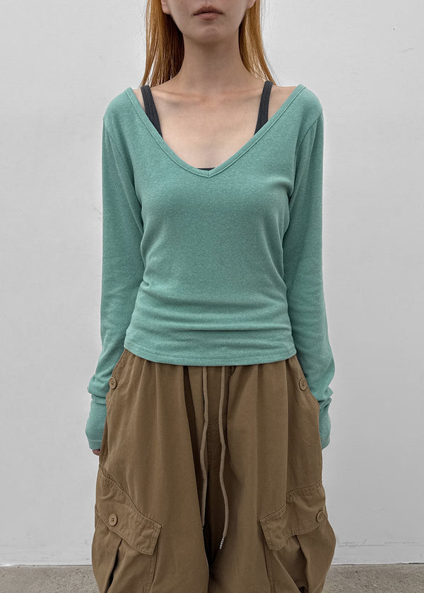 [MADE] T-shirt à manches longues superposé en V Wither