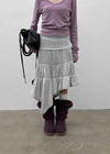 Sorien Shirred Asymmetrical Midi Skirt