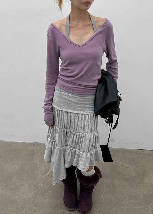 Sorien Shirred Asymmetrical Midi Skirt