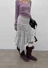 Sorien Shirred Asymmetrical Midi Skirt