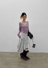 Sorien Shirred Asymmetrical Midi Skirt