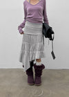 Sorien Shirred Asymmetrical Midi Skirt