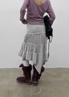 Sorien Shirred Asymmetrical Midi Skirt