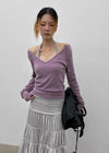 Sorien Shirred Asymmetrical Midi Skirt