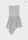 Sorien Shirred Asymmetrical Midi Skirt