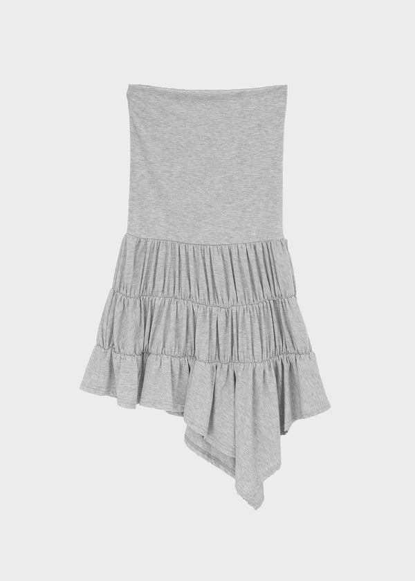 Sorien Shirred Asymmetrical Midi Skirt