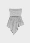 Sorien Shirred Asymmetrical Midi Skirt