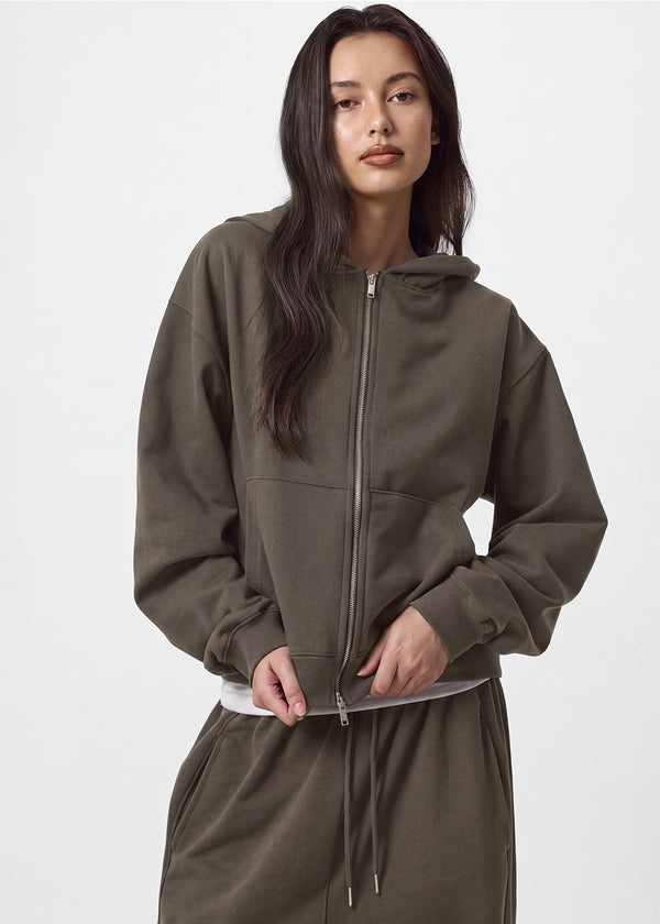 [B-BASIC] Sudadera con capucha pesada con cremallera