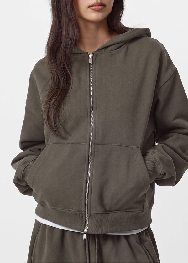 [B-BASIC] Sudadera con capucha pesada con cremallera