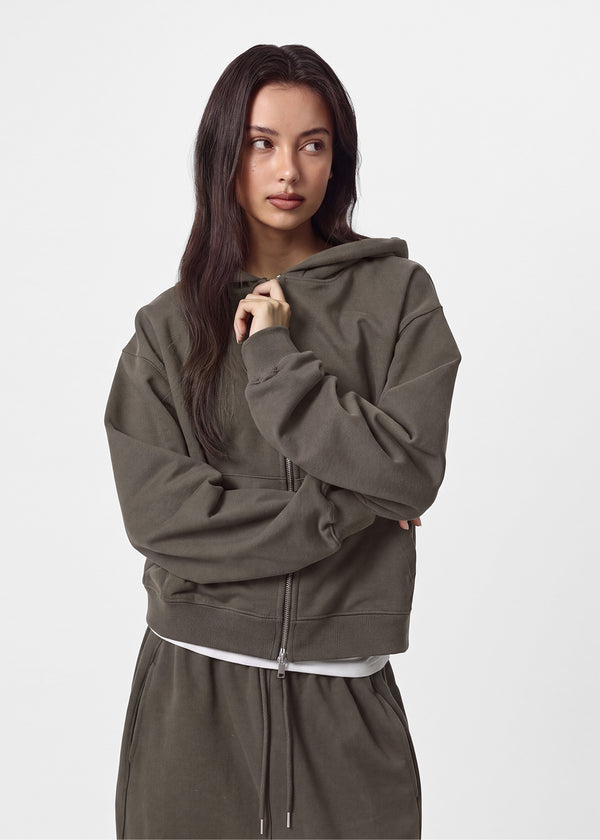 [B-BASIC] Sudadera con capucha pesada con cremallera