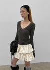 Creen Lace Deep V-Neck Long Sleeve Tee