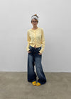 Tair back pocket wide denim pants