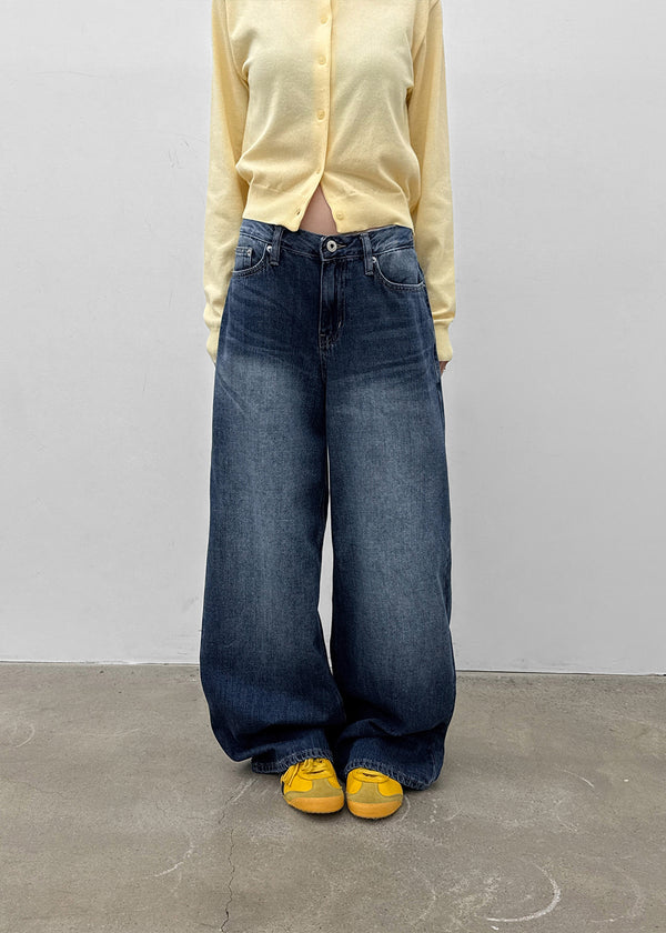 Tair back pocket wide denim pants
