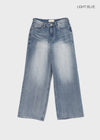 Tair back pocket wide denim pants