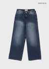 Tair back pocket wide denim pants