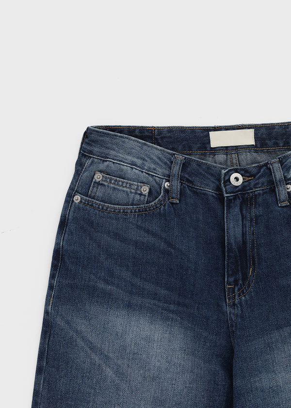 Tair back pocket wide denim pants
