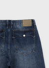 Tair back pocket wide denim pants