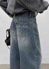 Venue Lettering Wide Denim Pants
