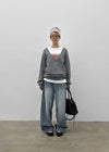 Venue Lettering Wide Denim Pants